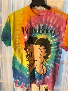 Betty Boop Rainbow Tie Dye Graphic T Shirt Oversized Y2K Festival Tee O/S